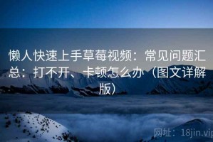 懒人快速上手草莓视频：常见问题汇总：打不开、卡顿怎么办（图文详解版）