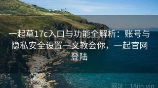 一起草17c入口与功能全解析：账号与隐私安全设置一文教会你，一起官网登陆
