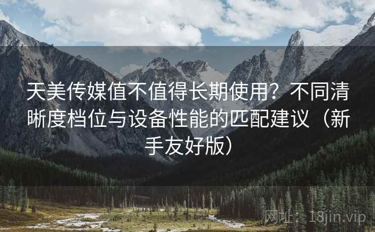天美传媒值不值得长期使用？不同清晰度档位与设备性能的匹配建议（新手友好版）